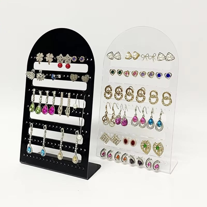 126 Holes Jewelry Earrings Display Holder Acrylic Stud Earrings Organizer Showcase Prop Black White 9.25*5.31*2.17Inch 2pcs/lot