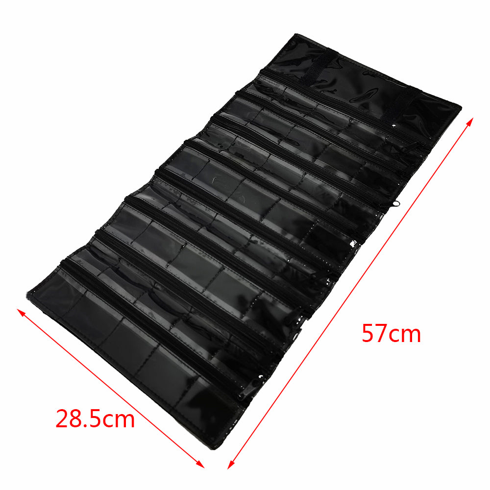 Jewelry Roll Bag Zipper 40 Pocket Jewelry Storage Organizer Holder Earring Bag Pouch Display Transparent for Small Accessories