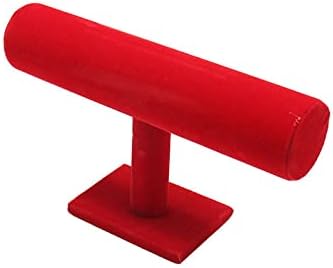 Velvet T-Bar Jewelry Display Stand for Bracelets, Anklets, Bangles, and Watches, 2-Inch Diameter Cylinder Black Fabric-Wrapped Organizer