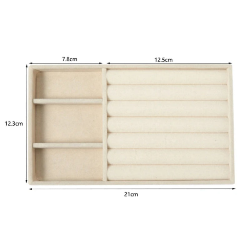 Portable Jewelry Display Tray Velvet Storage Necklace Earrings Bracelet Ring Container Organizer Holder Tray Stackable 4Pcs Prop