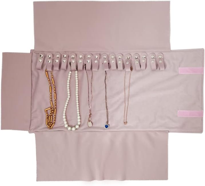 Velet Travel Jewelry Case Roll Bag Organizer for Necklace Bracelet Anklet Black Gray
