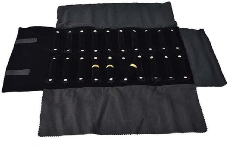 Portable Jewelry Roll Bag For Rings,Black All and Velvet Jewelry Roll Bag keep your Rings Safe