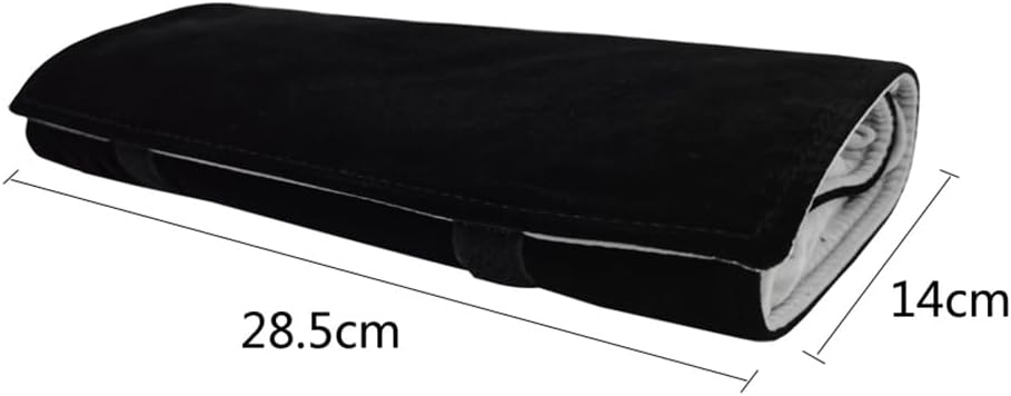 Velet Travel Jewelry Case Roll Bag Organizer for Necklace Bracelet Anklet Black Gray