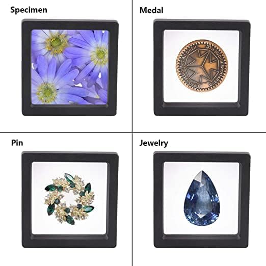 Coin Display Frame, 3D Floating Frame Display Holder Stands, 20 Pack Coin Display Case, 2.8 x 2.8 x 0.8” Silicone Coin Frame for Challenge Coins Medallions Jewelry
