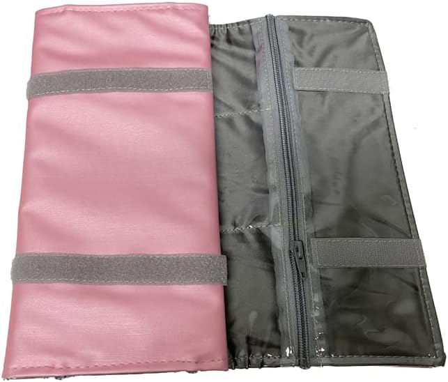 Velvet Travel Jewelry Case Roll Bag Organizer for Necklace, 9 Zipped Grids, Black