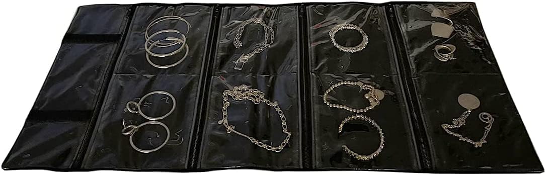 SCIKHEFT Velvet Travel Jewelry Case Roll Bag Organizer for Necklace Bracelets Ring Earrings
