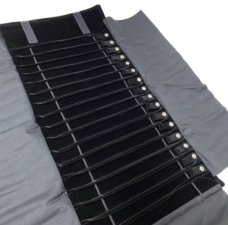 Portable Jewelry Roll Untangled Secure Necklace Travel Storage Bag Displays Holder 16 Chain (black velvet)