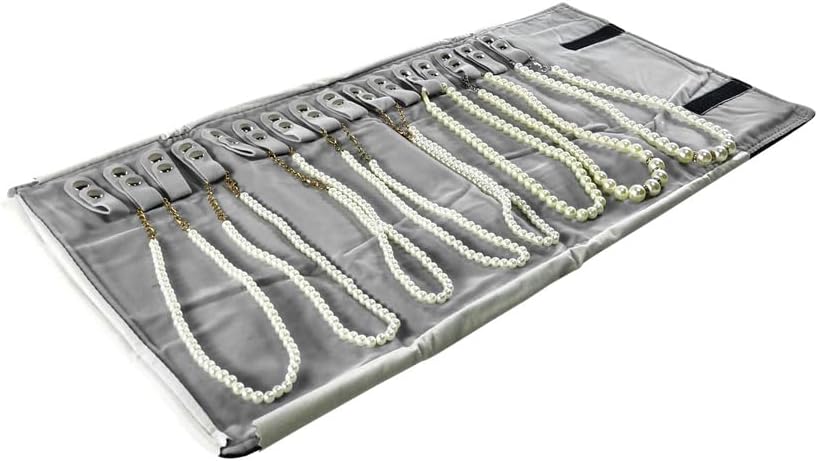 Velet Travel Jewelry Case Roll Bag Organizer for Necklace Bracelet Anklet Black Gray