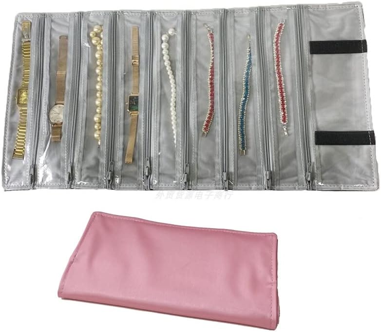 SCIKHEFT Velvet Travel Jewelry Case Roll Bag Organizer for Necklace Bracelets Ring Earrings