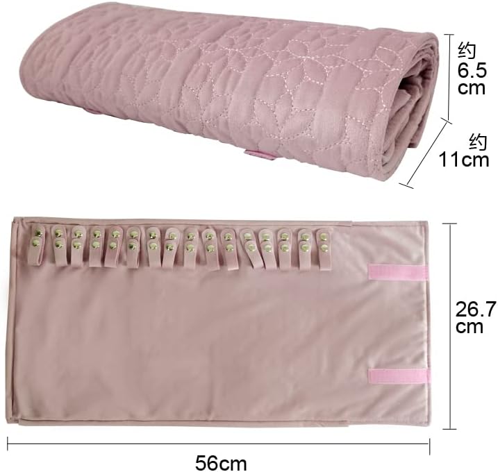 Velet Travel Jewelry Case Roll Bag Organizer for Necklace Bracelet Anklet Black Gray