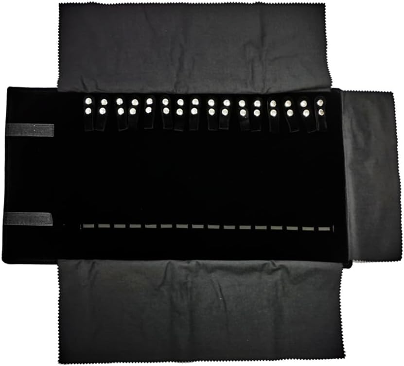 Velet Travel Jewelry Case Roll Bag Organizer for Necklace Bracelet Anklet Black Gray