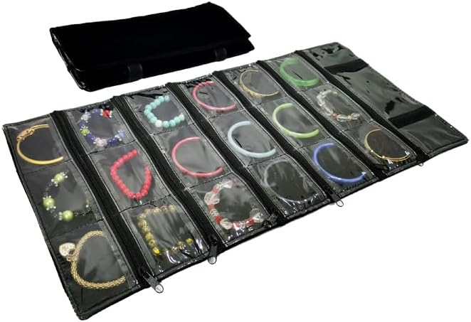 SCIKHEFT Velvet Travel Jewelry Case Roll Bag Organizer for Necklace Bracelets Ring Earrings
