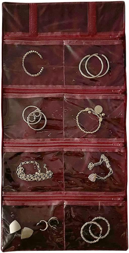 SCIKHEFT Velvet Travel Jewelry Case Roll Bag Organizer for Necklace Bracelets Ring Earrings