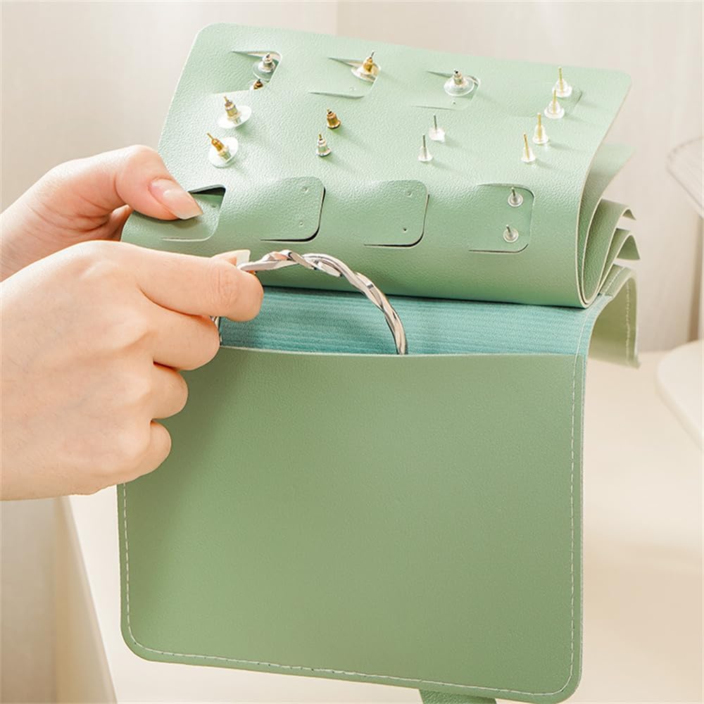 Earring Book Organizer, Portable Earring Holder Case Pu Leather Travel Earring Case with Foldable Book Design