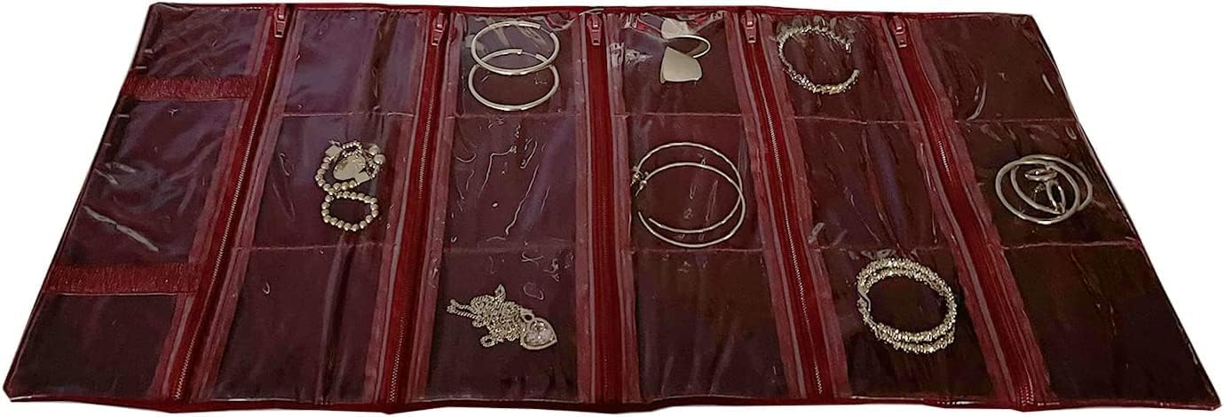 SCIKHEFT Velvet Travel Jewelry Case Roll Bag Organizer for Necklace Bracelets Ring Earrings