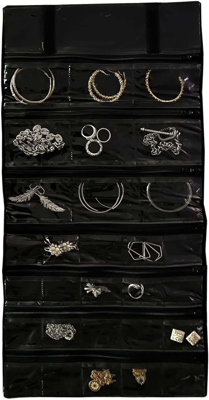 SCIKHEFT Velvet Travel Jewelry Case Roll Bag Organizer for Necklace Bracelets Ring Earrings