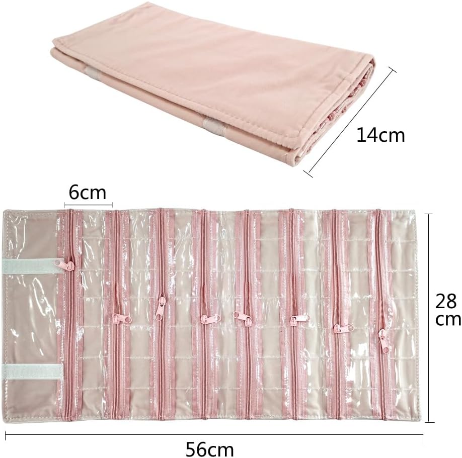 SCIKHEFT Velvet Travel Jewelry Case Roll Bag Organizer for Necklace Bracelets Ring Earrings