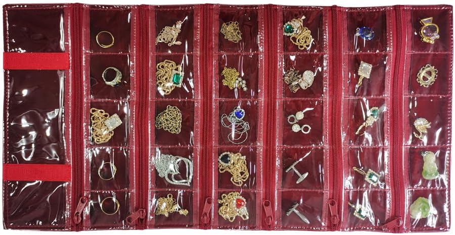 SCIKHEFT Velvet Travel Jewelry Case Roll Bag Organizer for Necklace Bracelets Ring Earrings