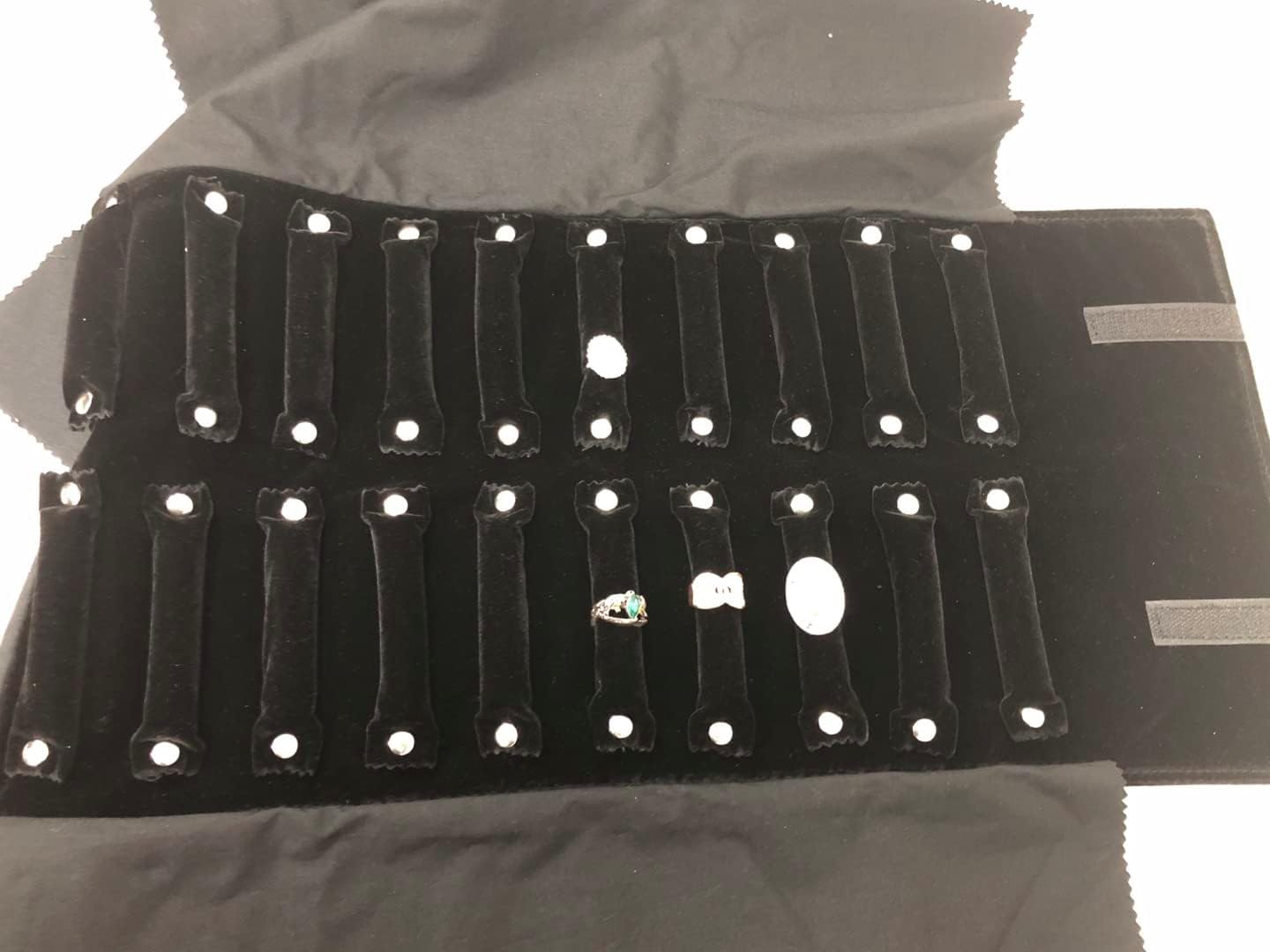 Portable Jewelry Roll Bag For Rings,Black All and Velvet Jewelry Roll Bag keep your Rings Safe