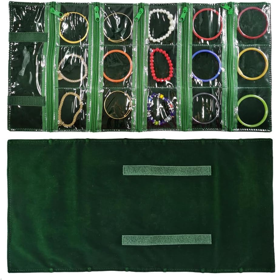 SCIKHEFT Velvet Travel Jewelry Case Roll Bag Organizer for Necklace Bracelets Ring Earrings