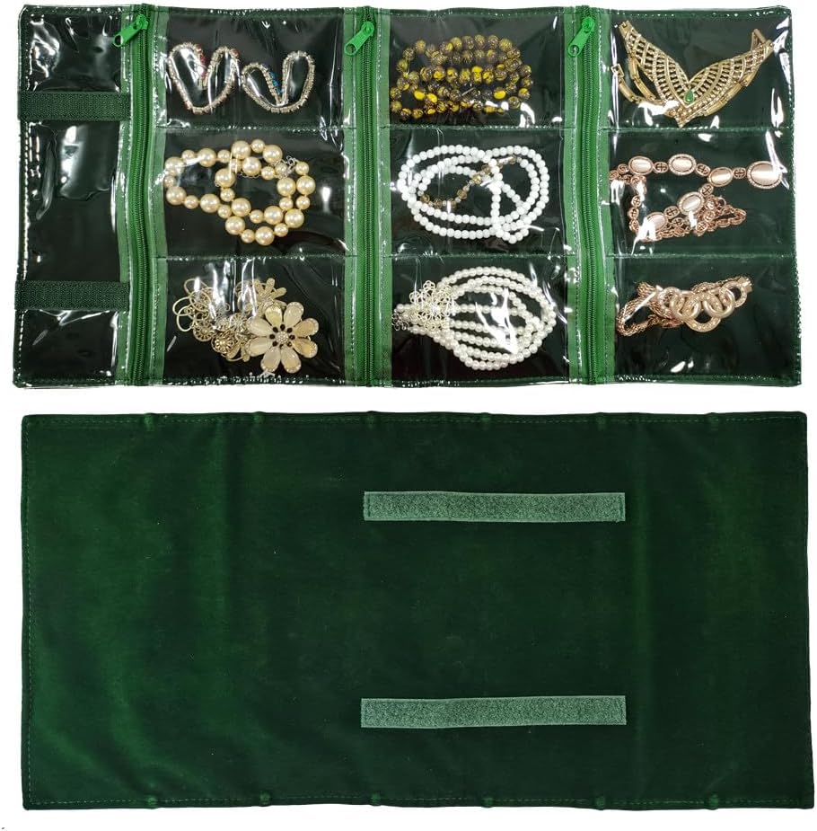 SCIKHEFT Velvet Travel Jewelry Case Roll Bag Organizer for Necklace Bracelets Ring Earrings