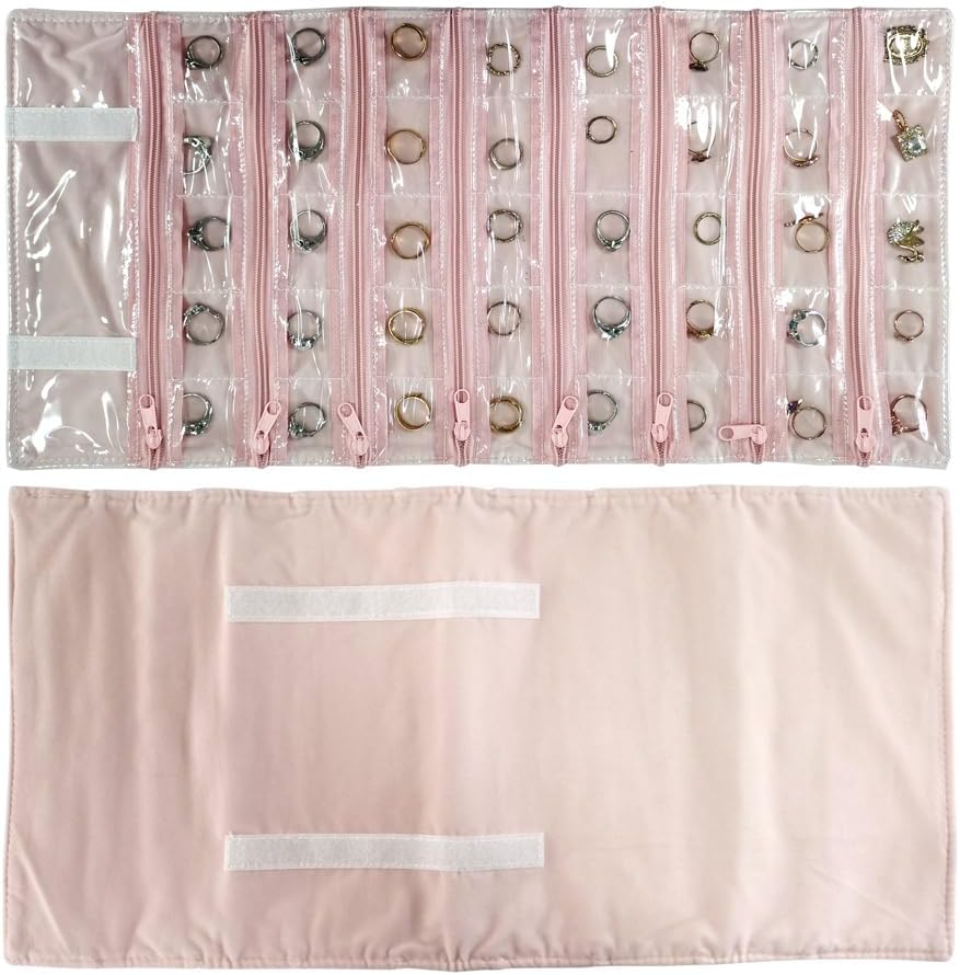 SCIKHEFT Velvet Travel Jewelry Case Roll Bag Organizer for Necklace Bracelets Ring Earrings