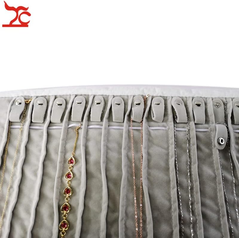Portable Jewelry Roll Untangled Secure Necklace Travel Storage Bag Displays Holder 16 Chain (black velvet)