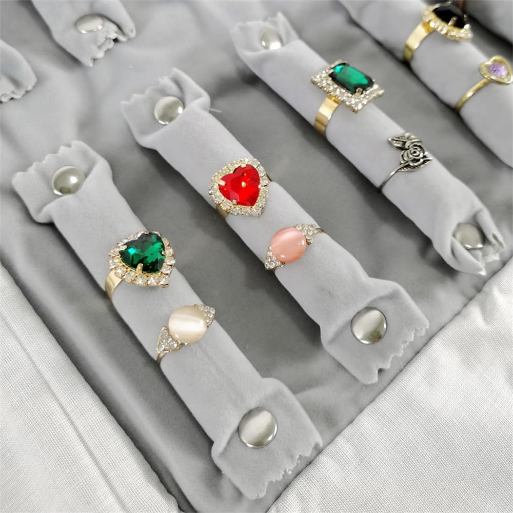 Portable Jewelry Roll Bag For Rings,Black All and Velvet Jewelry Roll Bag keep your Rings Safe