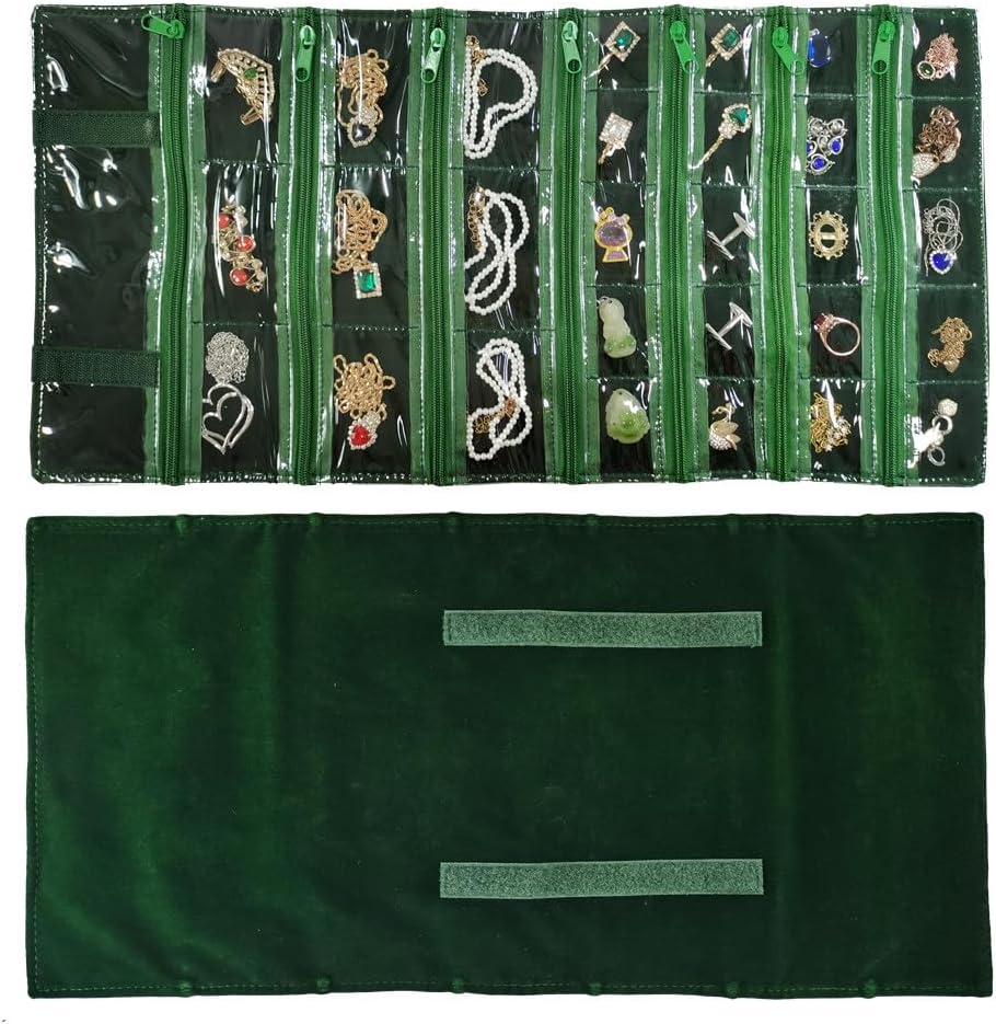 SCIKHEFT Velvet Travel Jewelry Case Roll Bag Organizer for Necklace Bracelets Ring Earrings
