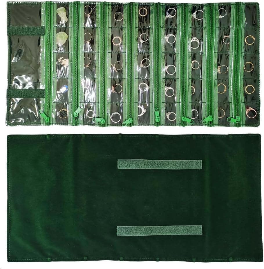 SCIKHEFT Velvet Travel Jewelry Case Roll Bag Organizer for Necklace Bracelets Ring Earrings