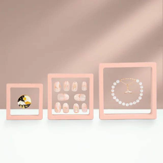 10Pcs 3D Floating Picture Frame Shadow Box Jewelry Display Stand Ring Pendant Holder Protect Jewellery Stone Presentation Case