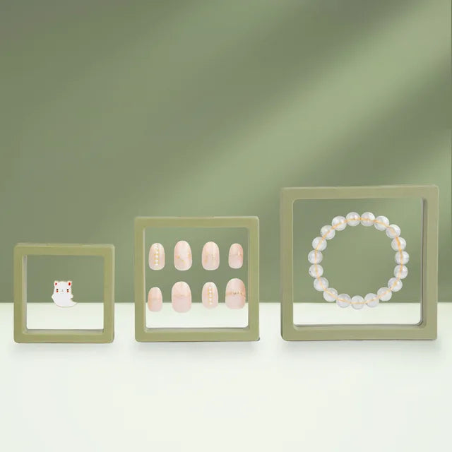 10Pcs 3D Floating Picture Frame Shadow Box Jewelry Display Stand Ring Pendant Holder Protect Jewellery Stone Presentation Case
