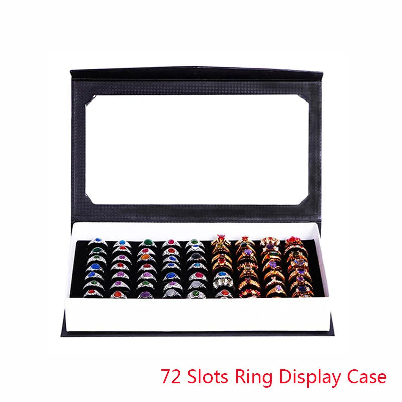 Rings Display Tray Jewelry Display Tray Container Earrings Box Ring Box Rectangle 72 Slots Rings Storage Case