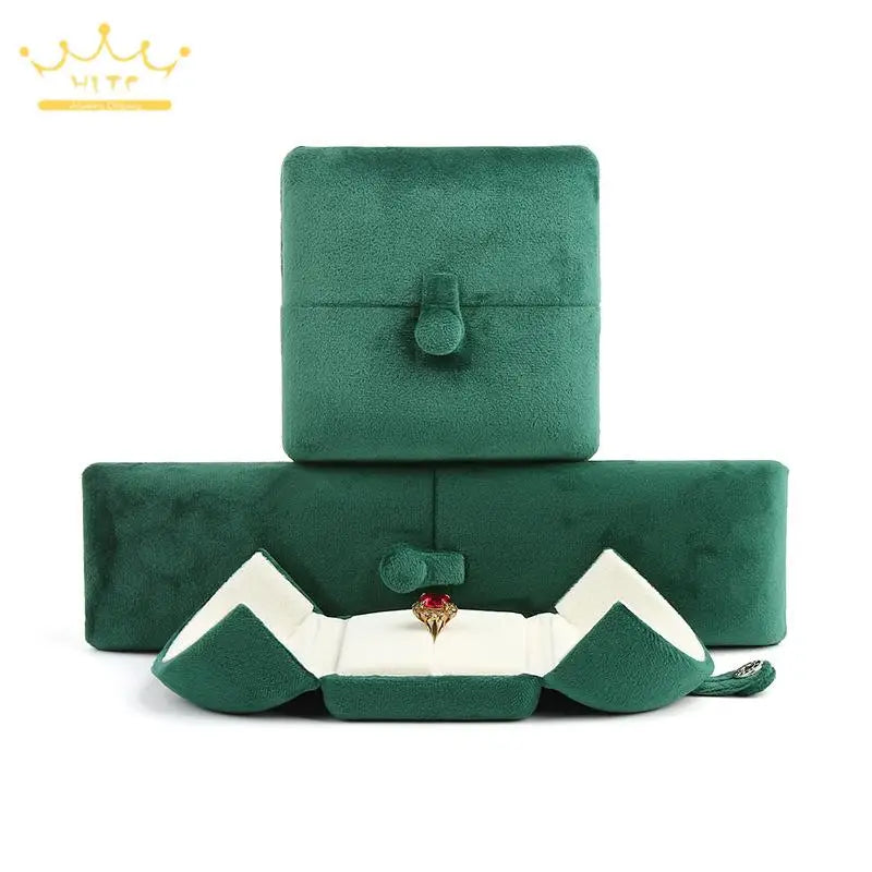 Double Open High Quality Super Soft Velvet Jewelry Box Jewelry Storage Box Necklace Ring Bracelet Gift Box