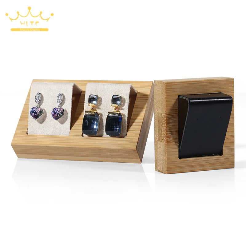 Bamboo Wood Earrings Display Bracket Jewelry Display Tray Earrings Display Shelf Jewelry Tray