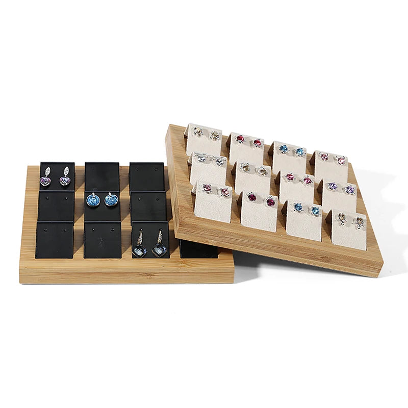 Bamboo Wood Earrings Display Bracket Jewelry Display Tray Earrings Display Shelf Jewelry Tray