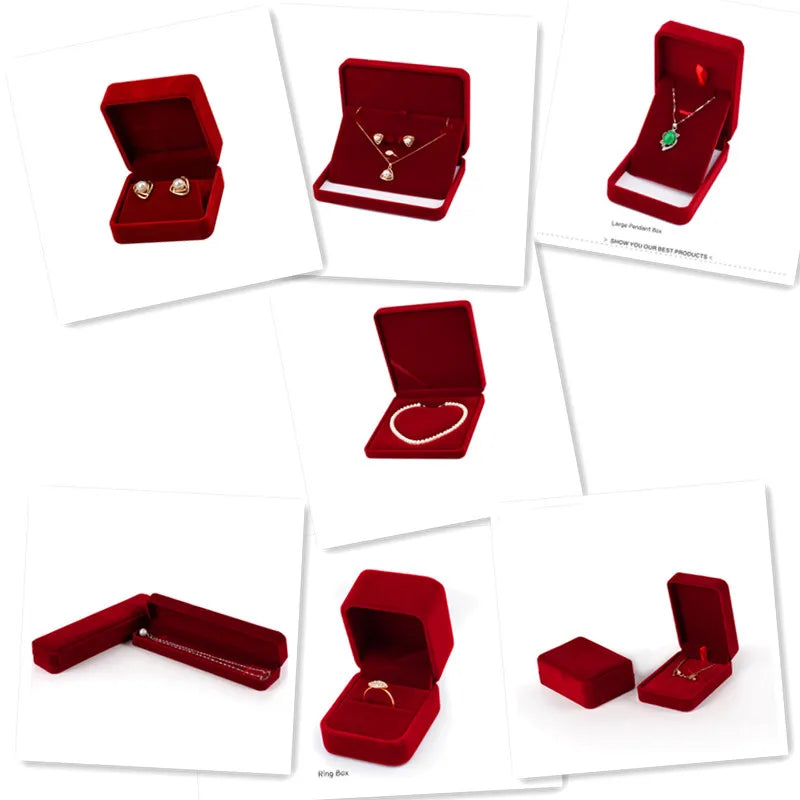 Rings Earrings Jewelry Display Packaging Box Gifts Velvet Jewelry Set Box Bracelets Necklaces Wedding Box for Women