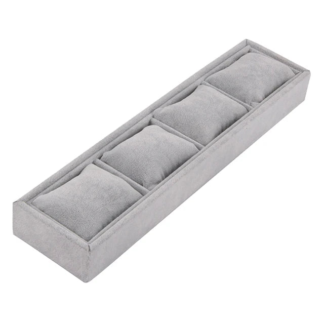 4 Grids Watch Jewelry Display Tray With Soft Pillow Holder Bracelet Chain Earring Storage Tray Earring Ring Organizer Showcase