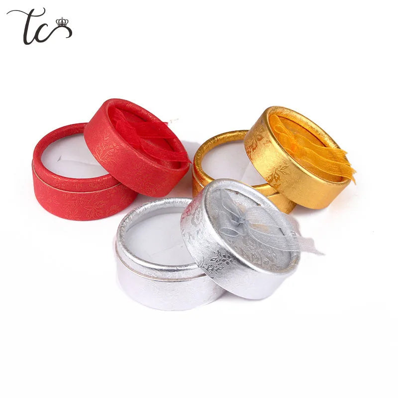 Jewelry Display Box Cardboard Necklace Earrings Ring Box Round Packaging Gift Box with Sponge Ribbon Wholesales 12/24pcs/Lot