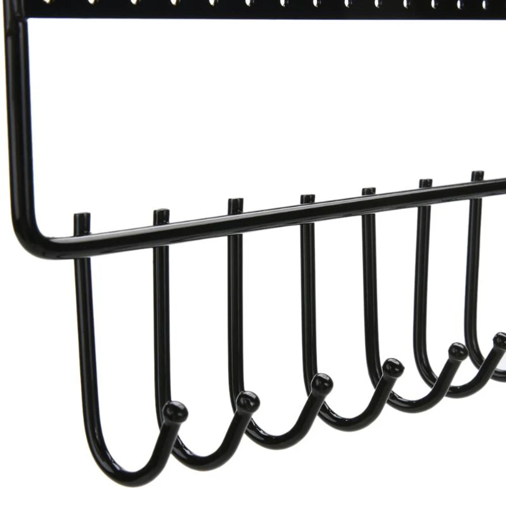 Capacity 66 Holes And 10 Hooks Jewelry Organizer Rack Stand Display Holder Wall Earring Stud Necklace Key Hanging Storage Holder