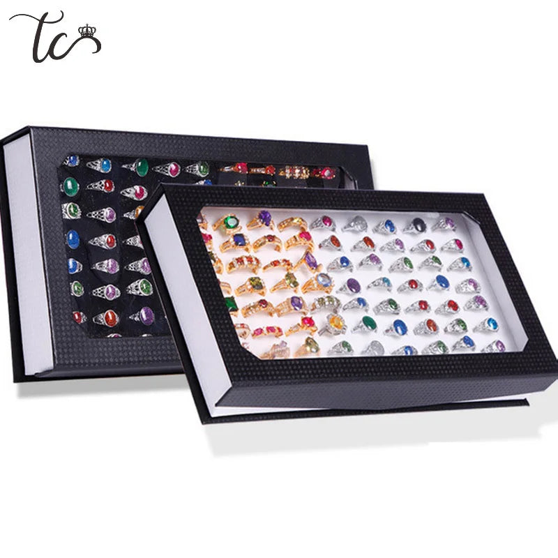 Rings Display Tray Jewelry Display Tray Container Earrings Box Ring Box Rectangle 72 Slots Rings Storage Case