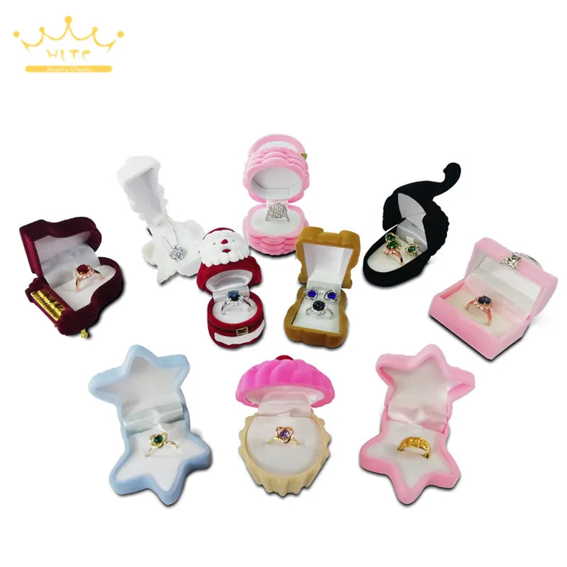 Lovely Ring Boxes Jewelry Organizer Earrings Rings Storage Case Creative Velvet Small Gift Box Mini Container