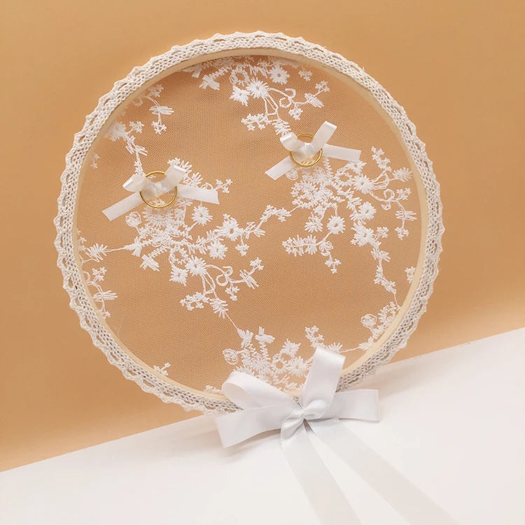 Lace Ring Box Bridal Ring Pillow Creative Wedding Ring Case Mori\'s Proposal Prop Display Stand Jewelry Holder