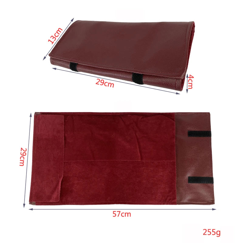 Wine Red Jewelry Organizer Pu Leather Roll Bag Necklace Bracelet Holder Travel Jewellery Bags Portable Jewelry Display Pouch
