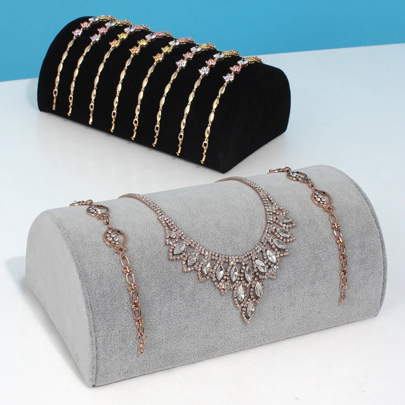New Arched Velvet Fabric Mannequin Necklace Jewelry Pendant Display Bracelet Stand Showcase Counter Decorate Organizer