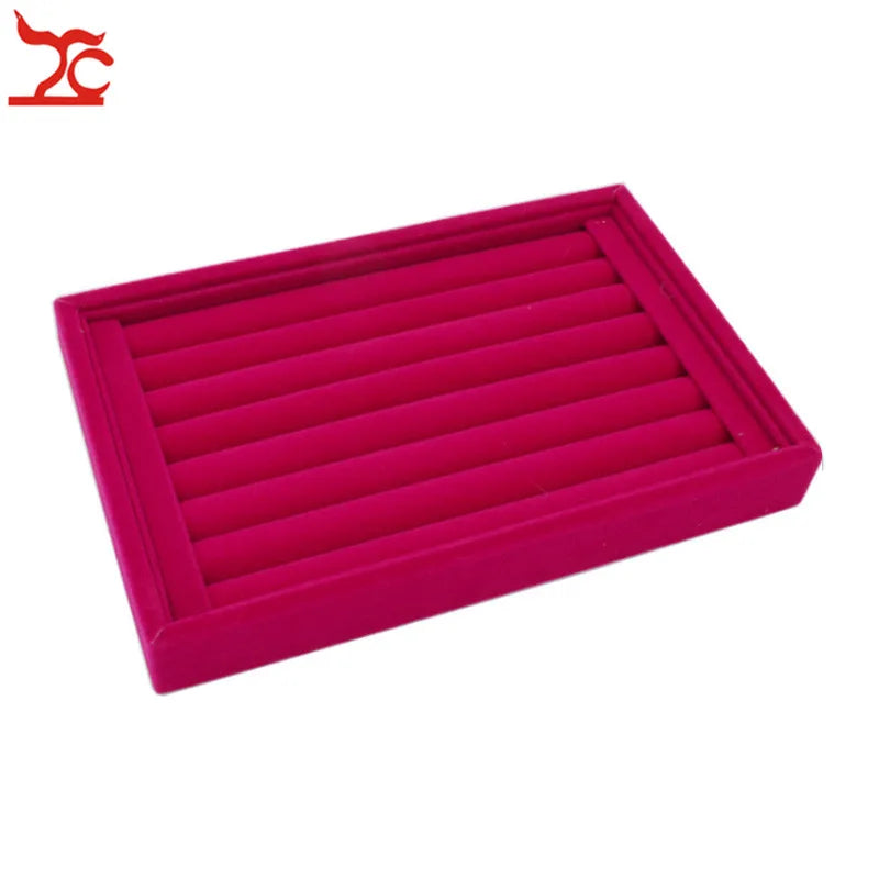 Velvet Jewelry Box Organizer Ring Stud Slot Bar Tray Chain Earring Cufflink Holder Accessorie Bague Bijoux Jewelry Display Box