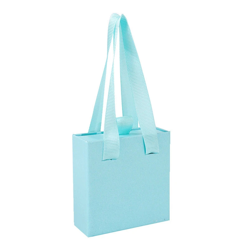 10Pcs/lot New Year Party Gift Box Earring Ring Jewelry Packaging Box Wedding Ribbon Handle Drawer Case Necklace Bracelet Holder