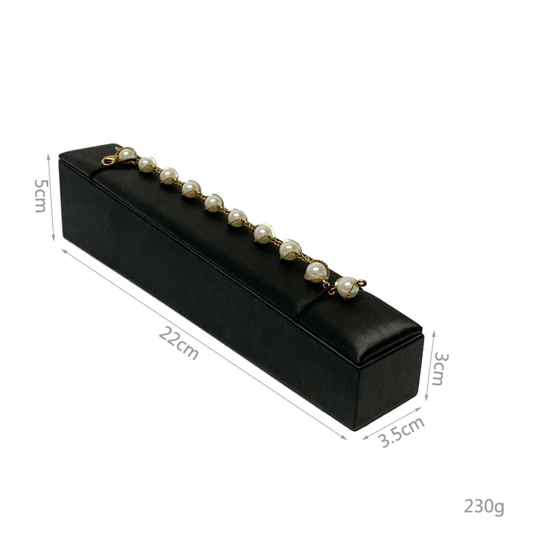 Faux PU Jewelry Counter Showcase Black Necklace Bracelet Organizer Holder Diamond Ring Earring Display Storage Stand