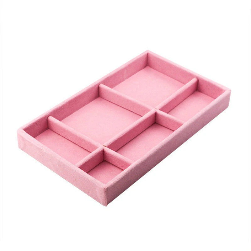 Velvet Jewelry Box Organizer Ring Stud Slot Bar Tray Chain Earring Cufflink Holder Accessorie Bague Bijoux Jewelry Display Box