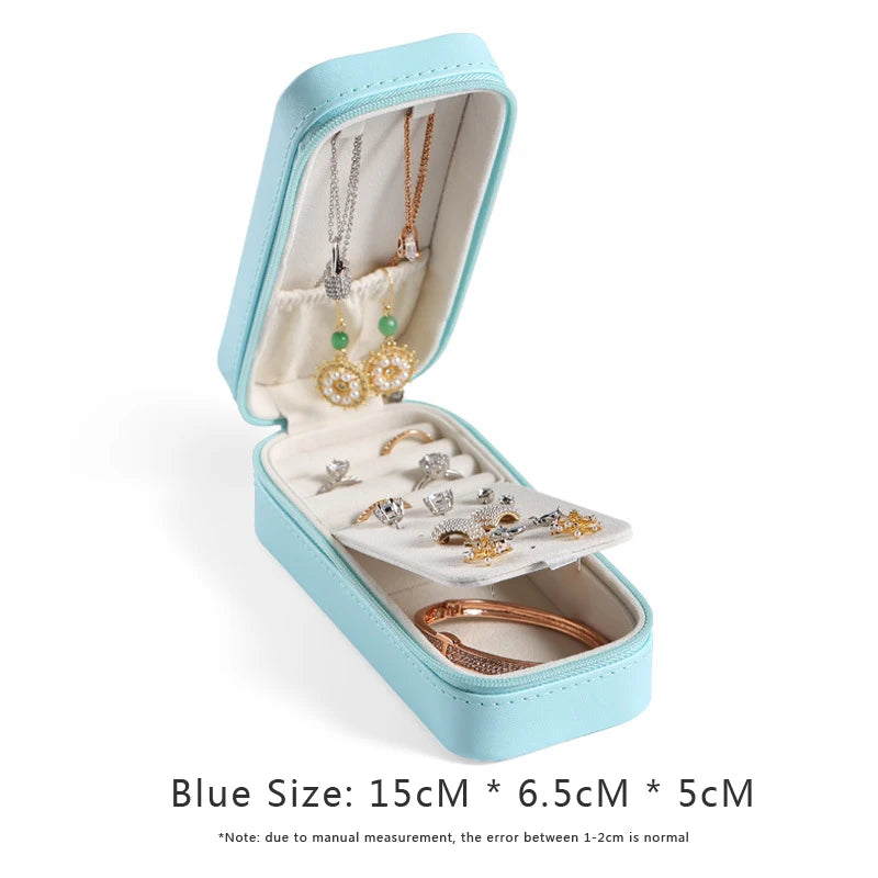 Portable Useful Creative Travel Home 2021 New Jewelry Holder Earrings Leather Jewelry Storage Box PU Leather Small Jewelry Bag